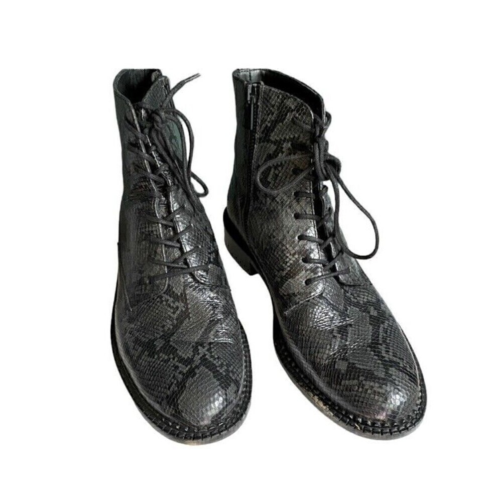 Vince Cabria Black Python Embossed Leather Lace-U… - image 4